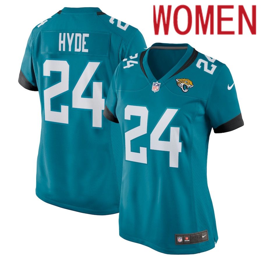 Women Jacksonville Jaguars #24 Carlos Hyde Nike Green Nike Game NFL Jersey->women nfl jersey->Women Jersey